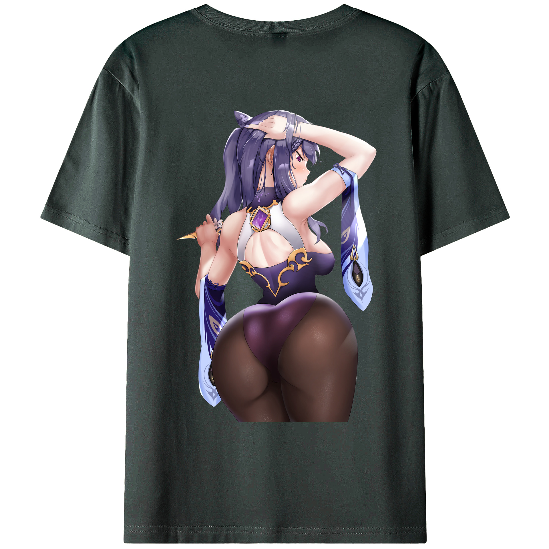 げんし神 刻晴 こくせい genshin Kokusei 綿100％ メンズ半袖Tシャツ（バックプリント） 通気性
